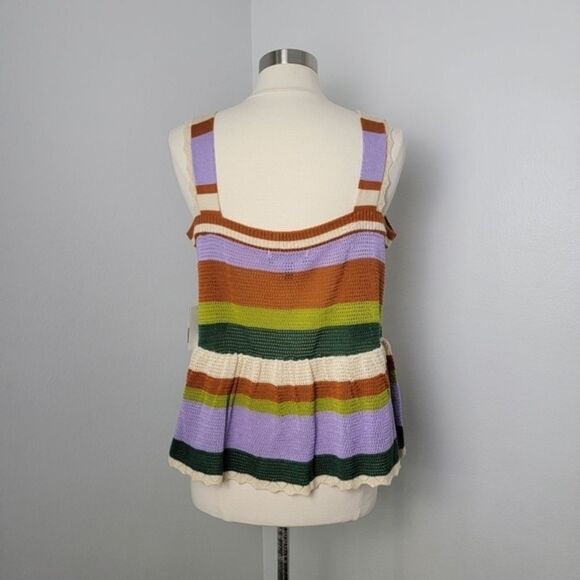 ELOQUII Elements Plus Size Boho Crochet Stripe Peplum Top Size 18/20 - Picture 7 of 13